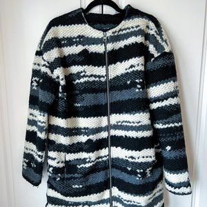 Wool Teddy Zippered Coat, Size L